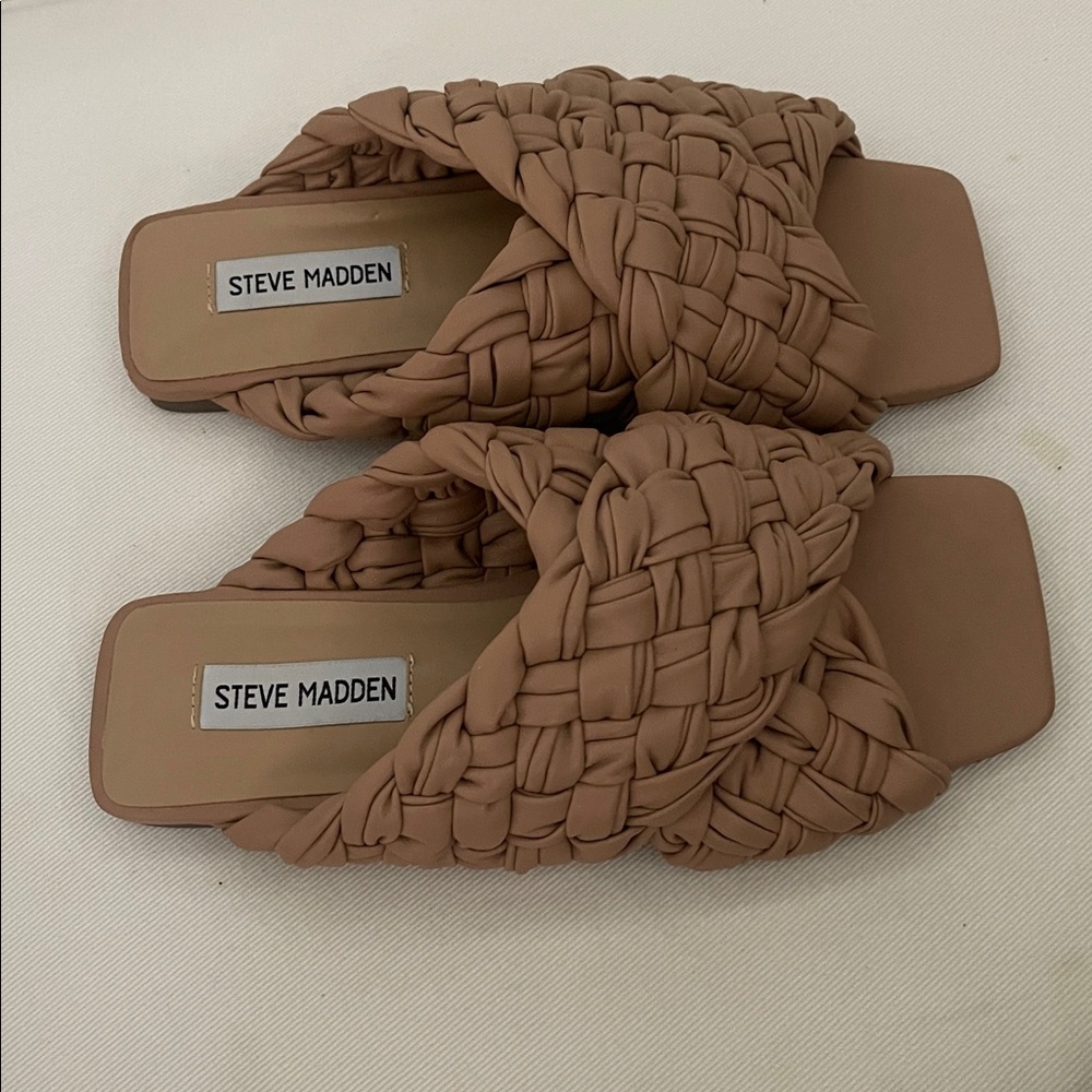 New Steve Madden Marina Slip-On Thick Woven Sandals- Nude-size 7 - Picture 2 of 5